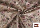 Vente en ligne de Tissu en Coton Imprimé avec Fleurs Romantiques de Couleurs couleur Beige