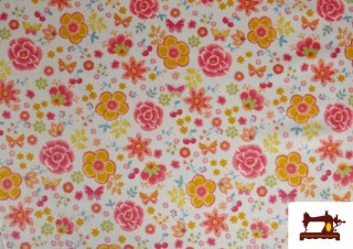 Tissu en Coton Imprimé avec Fleurs de Couleurs
