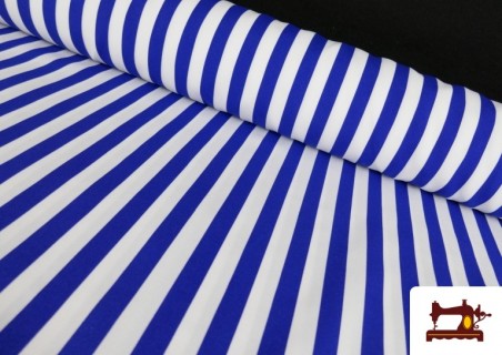 Tissu à Rayures Blanches et Bleues 150 cm