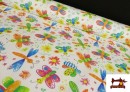 Tissu Piqué en Coton Imprimé avec Papillons Multicolores