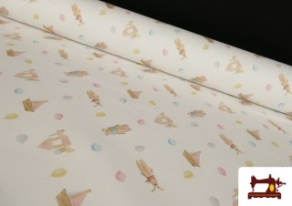 Tissu Piqué en Coton Imprimé avec Ours Infantiles Tissu Piqué en Coton Imprimé avec Ours Infantiles