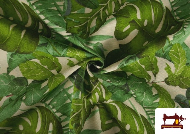 Tissu en Canvas Tropical Vert