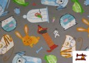 Tissu en Canvas avec Dessin d'Animaux Infantiles