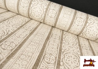 Acheter Tissu en Canvas Imprimé avec Liserés Classiques couleur Beige