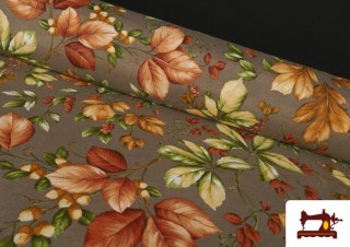 Acheter Tissu en Canvas Imprimé avec Feuilles d'Automne de Couleurs couleur Orange