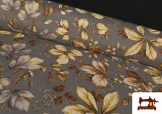 Tissu en Canvas Imprimé avec Feuilles d'Automne de Couleurs couleur Beige