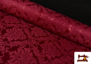Tissu Fantaisie Jacquard Floral Médaillon couleur Rubis Tissu Fantaisie Jacquard Floral Médaillon couleur Rubis