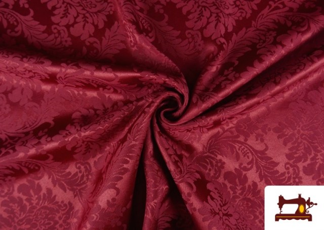 Acheter en ligne Tissu Fantaisie Jacquard Floral Médaillon couleur Rubis