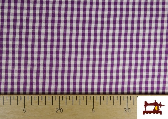 Tissu avec Carreaux Vichy en Coton 100% couleur Violet foncé