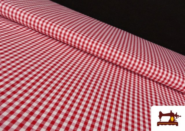Vente de Tissu avec Carreaux Vichy en Coton 100% couleur Rouge