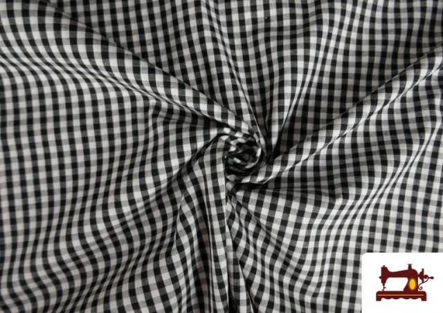 Tissu avec Carreaux Vichy en Coton 100% couleur Noir