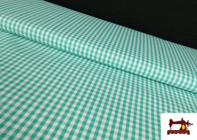 Tissu avec Carreaux Vichy en Coton 100% couleur Vert mer