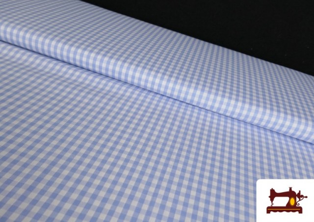 Acheter en ligne Tissu avec Carreaux Vichy en Coton 100% couleur Bleu