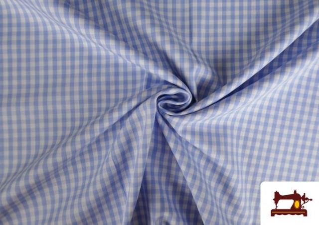 Tissu avec Carreaux Vichy en Coton 100% couleur Bleu