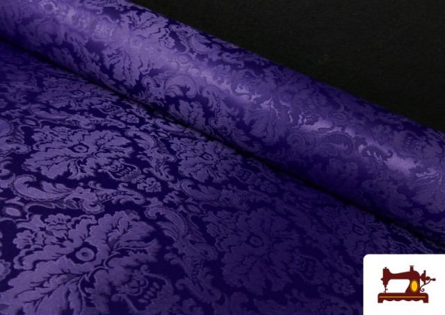 Acheter Tissu Fantaisie Jacquard Florale couleur Violet foncé