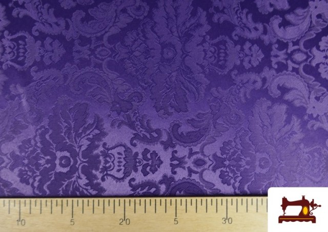 Vente en ligne de Tissu Fantaisie Jacquard Florale couleur Violet foncé