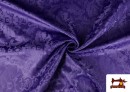 Tissu Fantaisie Jacquard Florale couleur Violet foncé