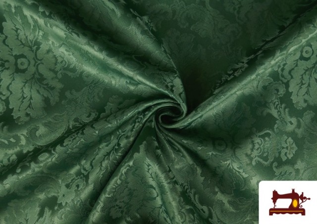 Acheter Tissu Fantaisie Jacquard Florale couleur Vert Bouteille