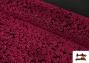 Acheter Tissu en Velours Élastique Jacquard Fantaisie Floral couleur Rubis