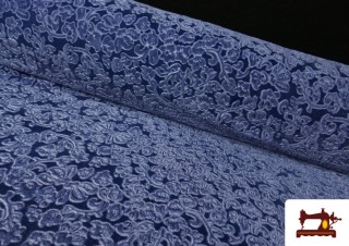 Tissu en Velours Élastique Jacquard Fantaisie Floral couleur Bleu Tissu en Velours Élastique Jacquard Fantaisie Floral couleur Bleu