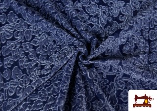 Vente en ligne de Tissu en Velours Élastique Jacquard Fantaisie Floral couleur Bleu Vente en ligne de Tissu en Velours Élastique Jacquard Fantaisie Floral couleur Bleu