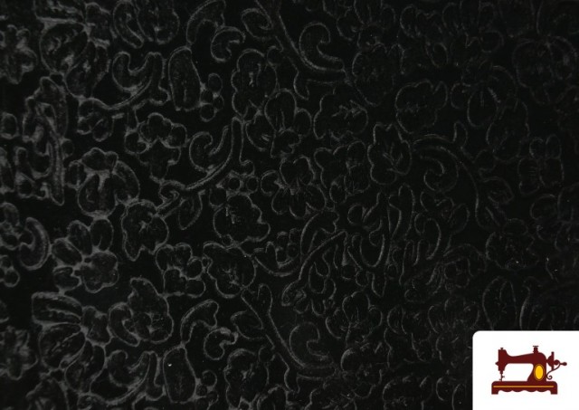 Tissu en Velours Élastique Jacquard Fantaisie Floral couleur Noir