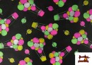Vente de Tissu en Rase Ketten Imprimé avec Ballons Fluorescent