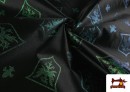 Vente en ligne de Tissu en Rase Ketten Imprimé avec Boucliers avec Paillettes Médievaux couleur Vert