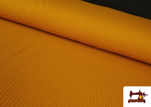 Vente en ligne de Tissu de Tee-Shirt en Coton Waffle Tissé de Couleurs couleur Moutarde