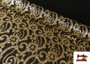 Tissu en Mousseline Brodé Imprimé avec Dessin et Paillettes couleur Noir