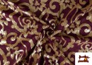 Acheter en ligne Tissu en Mousseline Brodé Imprimé avec Dessin et Paillettes couleur Grenat