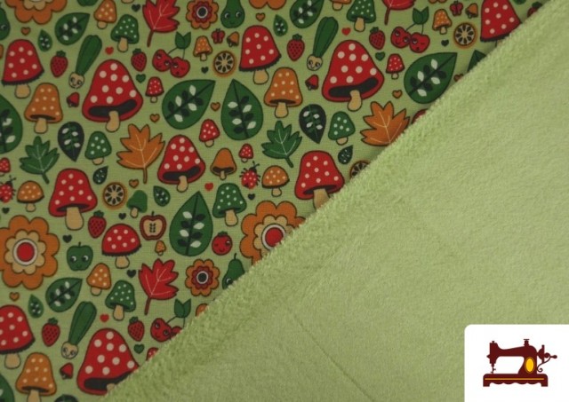 Acheter Tissu en Sweat Flannel d'Hiver avec Champignons et Fleurs