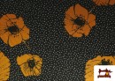 Vente de Tissu Style PuntRoma avec Fleurs et Pois couleur Moutarde