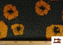 Acheter en ligne Tissu Style PuntRoma avec Fleurs et Pois couleur Moutarde