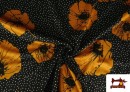 Vente en ligne de Tissu Style PuntRoma avec Fleurs et Pois couleur Moutarde