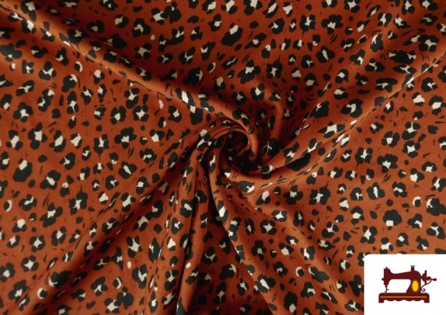 Vente en ligne de Tissu en Viscose avec Imprimé Léopard de Couleurs couleur Tuile