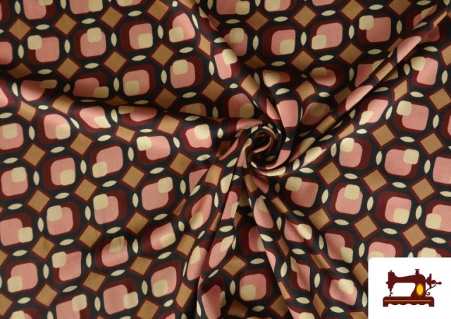 Vente en ligne de Tissu en Crêpe Géométrique des années quatre-vingts couleur Rosé