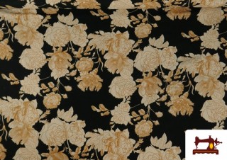 Tissu en Crêpe Floral Beige