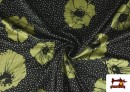 Acheter en ligne Tissu Style PuntRoma avec Fleurs et Pois couleur Kaki