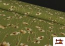 Tissu en Crêpe Floral couleur Vert