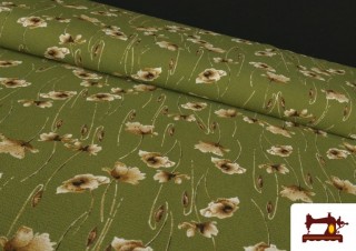 Tissu en Crêpe Floral couleur Vert