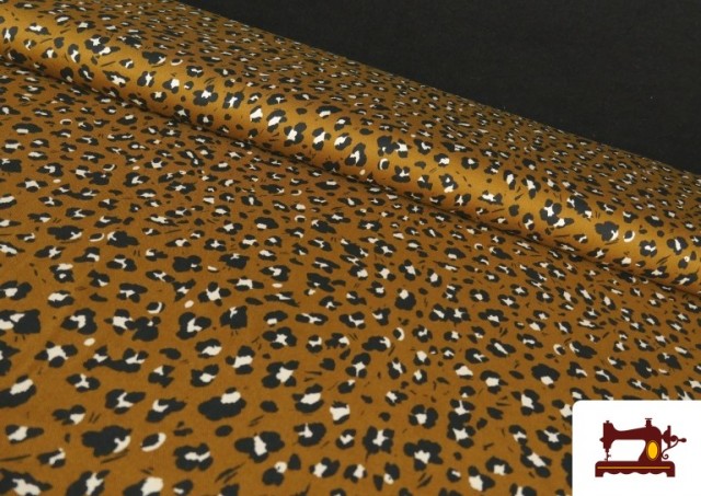 Tissu en Viscose avec Imprimé Léopard de Couleurs couleur Moutarde