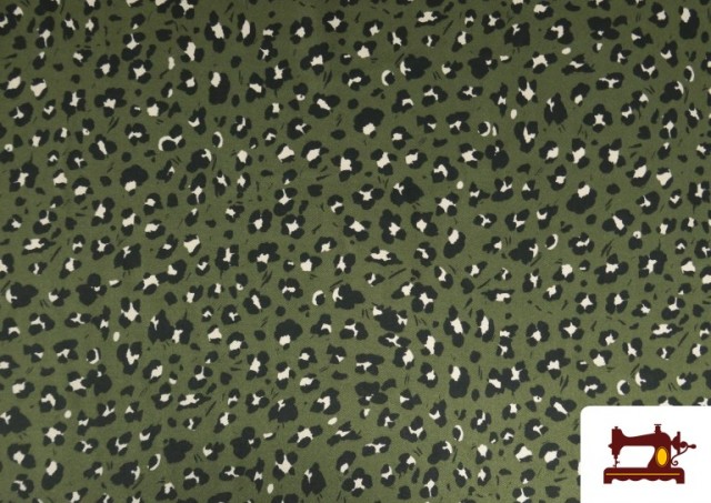 Tissu en Viscose avec Imprimé Léopard de Couleurs couleur Kaki
