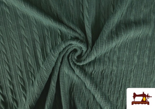 Tissu en Sweat Tricot avec Tresse couleur Vert mer