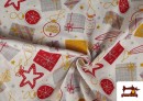 Vente en ligne de Tissu pour Décoration Imprimé avec Lettres de Noël Largeur 140 cm