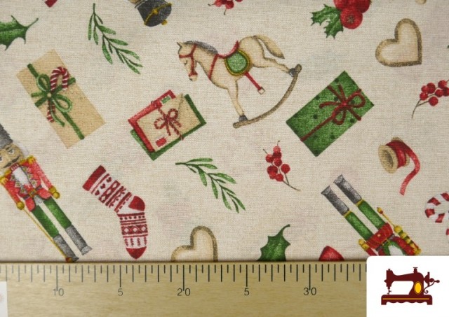Acheter en ligne Tissu pour Décoration avec Casse-Noisette de Noël (Largeur 140 cm)