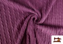 Vente en ligne de Tissu en Sweat Tricot avec Tresse couleur Mauve