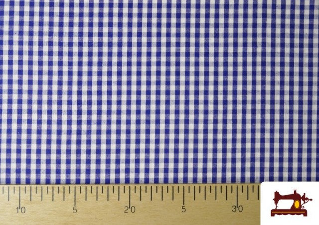 Tissu avec Carreaux Vichy en Coton 100% couleur Gros bleu