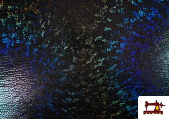Tissu en Lycra Doré avec Hologramme Multicolore couleur Noir