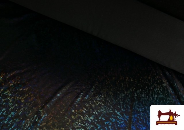 Acheter Tissu en Lycra Doré avec Hologramme Multicolore couleur Noir